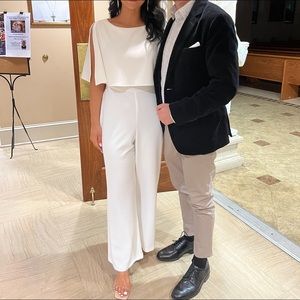 Connected Popover Ivory White Bride Jumpsuit